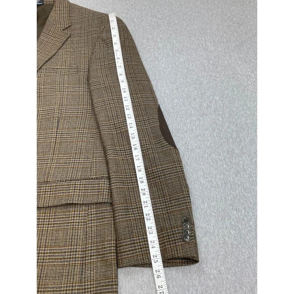 Tommy Hilfiger Blazer‎ Mens 46R Plaid 100% Wool 2-Button Single Breast Elbow Pad